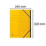 Trieur Agrafé Avec Élastiques Intérieur Noir 12 Compartiments - A4 - Jaune - X 10 - Exacompta