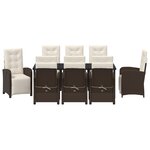 Ensemble de salle à manger de jardin vidaXL 9 pièces avec coussins Marron Poly Rattan