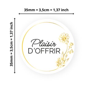 500 étiquettes Plaisir d'Offir Rondes Autocollantes en rouleau - Ø 35 mm - Plaisir d'Offrir - 1 rouleau de 500 Stickers pour fleuriste  entrepreneurs  smallbusiness.