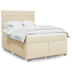 vidaXL Sommier à lattes de lit avec matelas Crème 140x200 cm Tissu