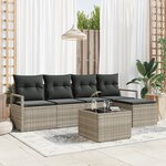 Ensemble de canapés de jardin vidaXL 6 pièces avec coussins gris en rotin