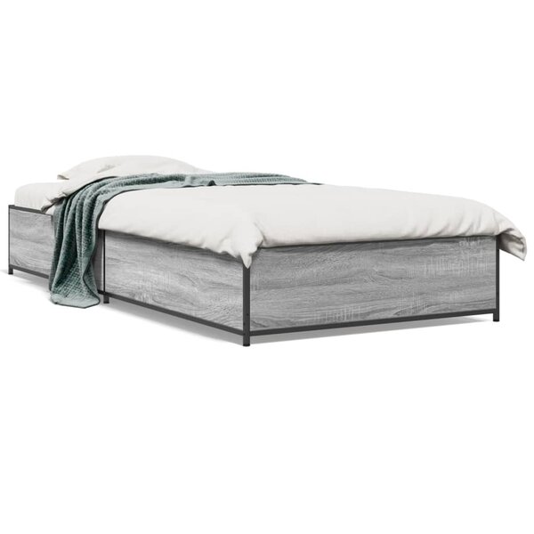 vidaXL Cadre de lit sans matelas sonoma gris 75x190 cm