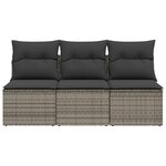 vidaXL Canapé de jardin avec coussins 3 places gris résine tressée