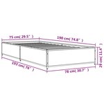 vidaXL Cadre de lit sans matelas sonoma gris 75x190 cm