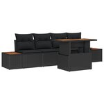 vidaXL Ensemble de Canapé de Jardin de 5 Pièces avec Coussins Noir en Poly Rattan