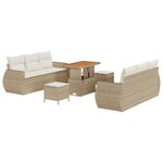 Ensemble de Canapés de Jardin 9 Pièces avec Coussins Beige en Rattan Poly Acacia