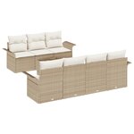 Ensemble de 8 Pièces avec Coussins Beige Poly Ratan