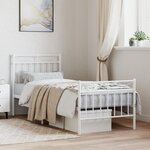 vidaXL Cadre de lit métal sans matelas avec pied de lit blanc 75x190cm