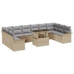 Ensemble de Canapés de Jardin de 11 Pièces avec Coussins Beige Poly Rattan