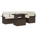vidaXL Ensemble de canapé de jardin 6 pièces avec coussins marron en poly rattan