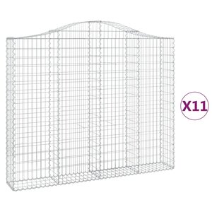 vidaXL Paniers à gabions arqués 11 Pièces 200x30x160/180 cm Fer galvanisé
