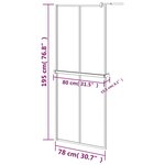 vidaXL Paroi de douche avec étagère Noir 80x195 cm Verre ESG&Aluminium