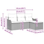 Ensemble de Canapé de Jardin 4 Pièces avec Coussins Gris Poly Rattan