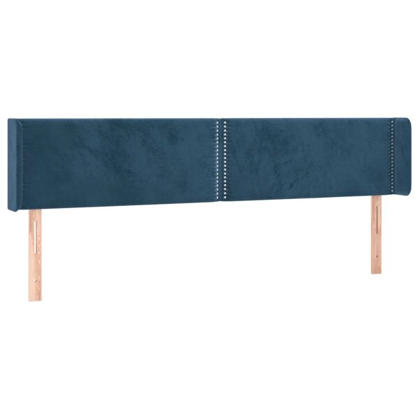 vidaXL Tête de lit avec oreilles Bleu foncé 163x16x78/88 cm Velours
