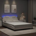 vidaXL Cadre de lit avec lumières LED blanc 140x190 cm similicuir