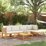 vidaXL Salon de jardin avec coussins 6 Pièces bois d'acacia solide
