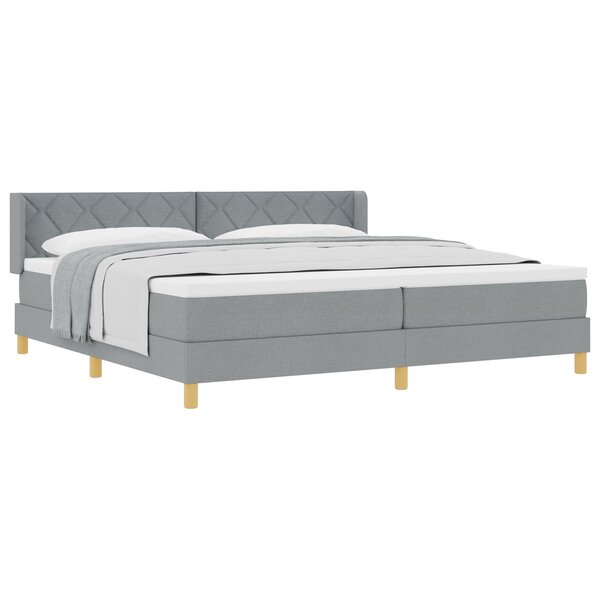 vidaXL Lit Sommier Avec Matelas Gris Clair 200x200 cm Tissu
