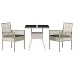 vidaXL Ensemble de salle à manger de jardin 3 pièces Gris clair en poly rattan