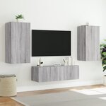 vidaXL Meuble TV mural avec lumières LED sonoma gris 40 5x35x80 cm