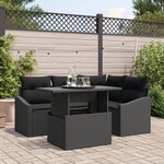 vidaXL Ensemble de canapé de jardin 5 pièces avec coussins en rotin poly noir