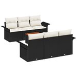 vidaXL Ensemble de 7 Pièces de Canapé de Jardin avec Coussins Noir Poly Rotin