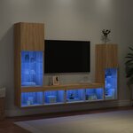 vidaXL Unités murales TV avec LED 4 Pièces chêne sonoma bois d'ingénierie