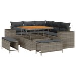 vidaXL Ensemble de canapé de jardin 8 pièces avec coussins gris poly rotin acacia
