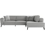 Canapé d'angle droit convertible IMPERIA 5 places - gris clair - 2 coffres de rangement - 304 x 212 x 86 cm