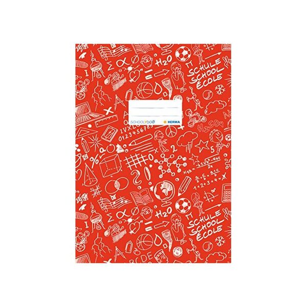 Protège-cahier Schoolydoo A4 polypro avec etiquette Rouge HERMA