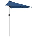 vidaXL Parasol de balcon avec mât en aluminium Bleu 300x155x223cm Demi