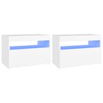 vidaXL Meubles TV avec lumières LED 2 Pièces Blanc 60x35x40 cm