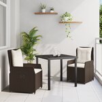 vidaXL Ensemble de Salle à Manger de Jardin 3 Pièces Marron Poly Rattan
