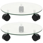 vidaXL Porte-plantes roulant 2 Pièces Verre trempé 28 cm Rond