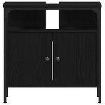 Set de meubles de salle de bain 3 pièces en bois d'ingénierie chêne noir