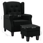 vidaXL Fauteuil avec repose-pied Noir Tissu
