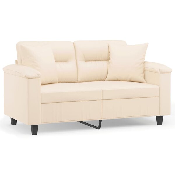 vidaXL Canapé 2 places avec oreillers beige 120 cm tissu microfibre
