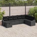 vidaXL Ensemble de canapé de jardin 8 pièces avec coussins Noir Poly Rattan
