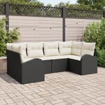 vidaXL Ensemble de Canapé de Jardin 6 Pièces avec Coussins Noir Rattan Poly