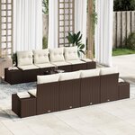 vidaXL Ensemble de canapé de jardin 9 pièces avec coussins en rotin marron