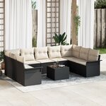 Ensemble de canapé de jardin 9 pièces avec coussins en poly rotin marron