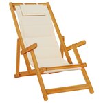 Chaises de plage pliantes vidaXL 2 Pièces Crème en bois d'acacia massif et Textilène