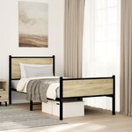 vidaXL Cadre de lit en métal sans matelas chêne sonoma 75x190 cm
