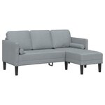 Canapé 3 places L gris clair 160 cm en tissu