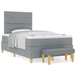vidaXL Lit à Sommier avec Matelas & Banc Gris Clair 120x190 cm Tissu