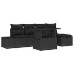 vidaXL Ensemble de canapé de jardin 6 pièces avec coussins noir en rotin synthétique