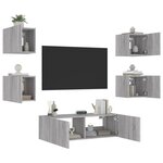 vidaXL Meuble TV muraux 5 Pièces avec lumières LED sonoma gris