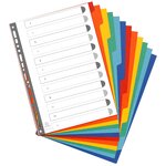 Intercalaires Carte Lustrée 400g 12 Positions - A4 - Couleurs Assorties - X 25 - Exacompta