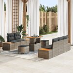 ensemble de salon de jardin 8 pièces vidaXL avec coussins gris en rattan poly acacia