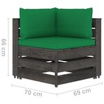 vidaXL Canapé d'angle sectionnel avec coussins Bois imprégné de gris