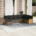 vidaXL Salon de jardin 8 Pièces avec coussins gris résine tressée